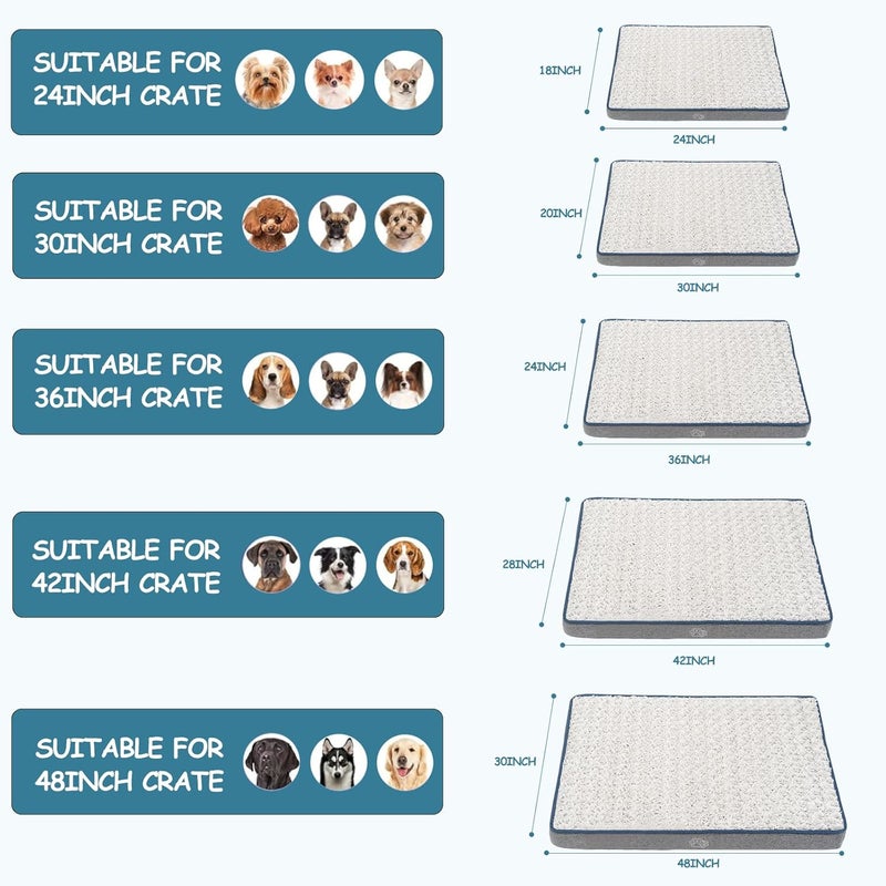 EMPSIGN Reversible Cool and Warm Dog Bed for Crate Pad, Pet Beds with Washable and Removable Cover, Dog Crate Beds Sleeping Mats, Beds for Dogs Crate for Large Medium Small Dogs, Grey - Image 2